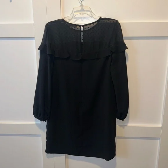 LOFT Black Long Sleeve Ruffle Dress - Picture 2 of 4